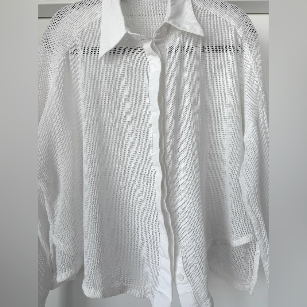 Osklen Buttoned Net Shirt | Sheer | Beach Club | Vacation - Picture 6 of 9